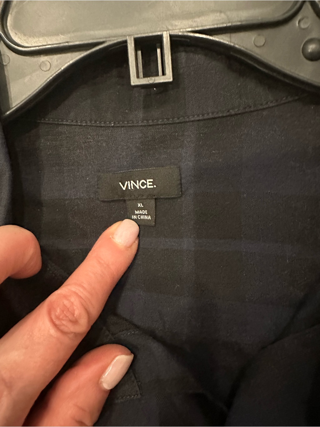 Men’s Vince Black/Navy Plaid Button-Down Shirt